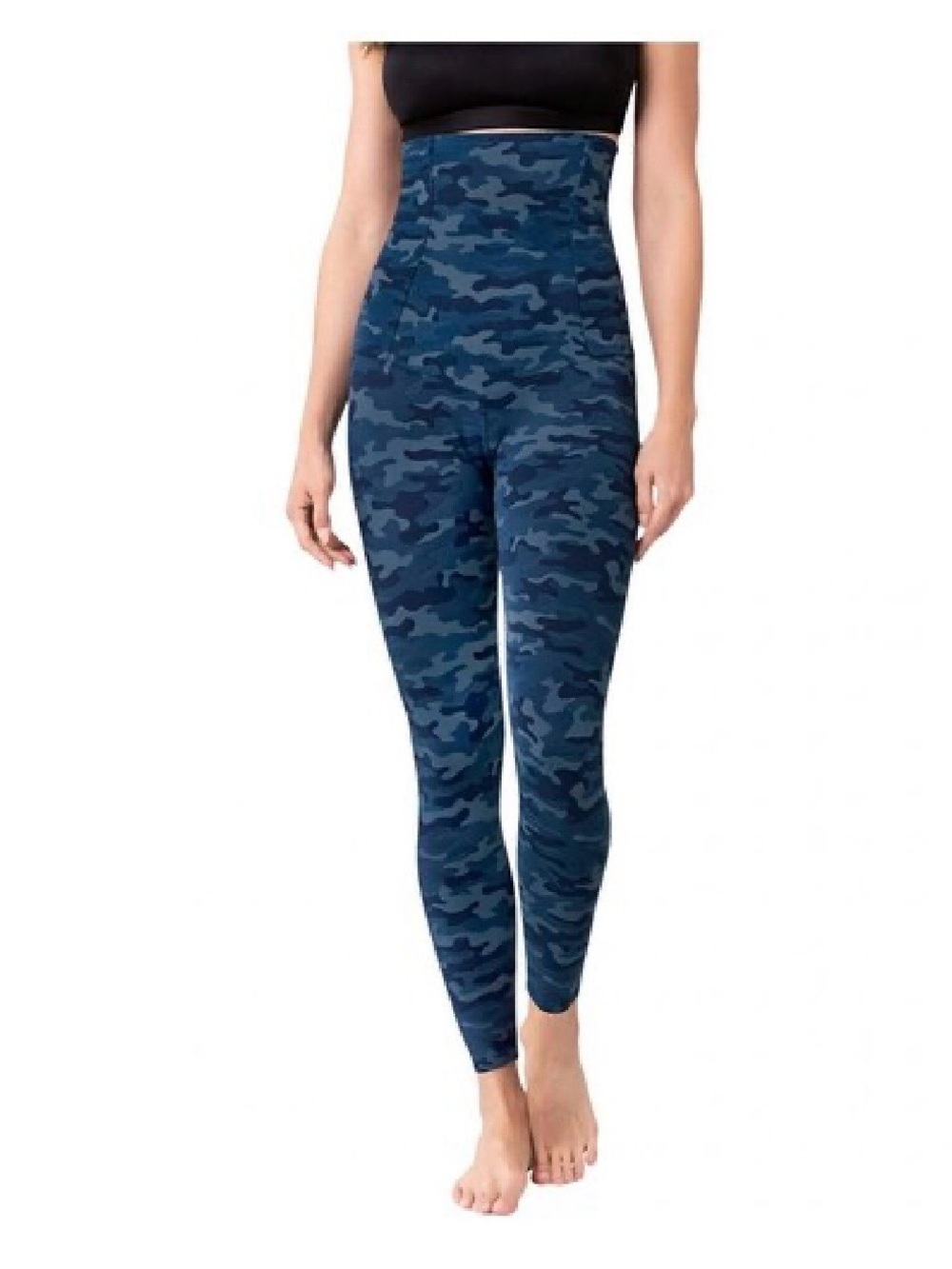 Leonisa PowerSlim High Waist Firm Control Blue Camo Leggings NWT Large